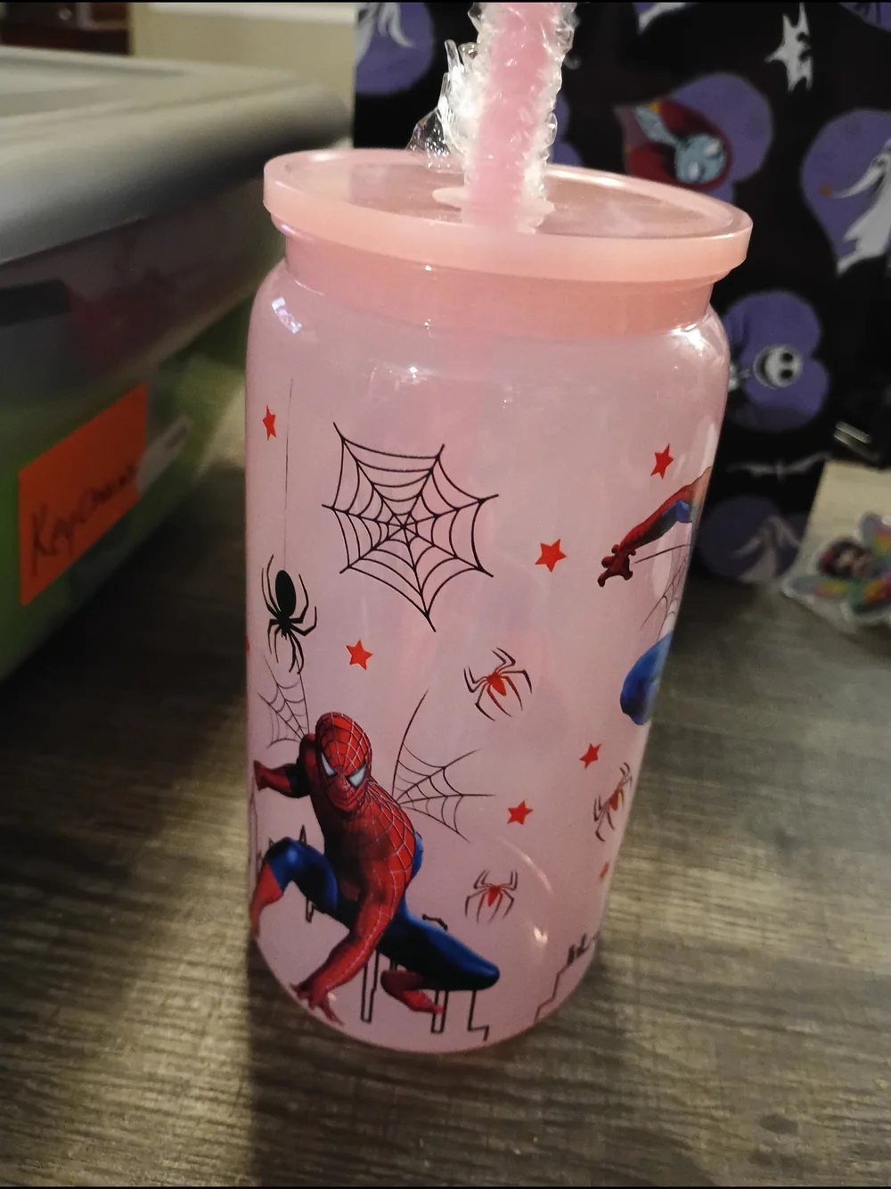 Spiderman Pink Kids Plastic Straw Cup - Official Character Design